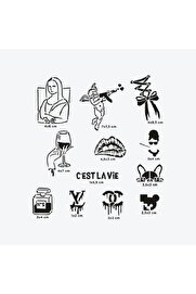 Ai̇rbrush Tattoo Pari̇s Ci̇ty Pack Geçi̇ci̇ Dövme Şablon Seti̇ 12 Desen Spreysi̇z Sadece Şablon