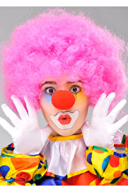 Go İthalat Pembe Renk Kıvırcık Afro Bonus Peruk Takma Saç Ve Kırmızı Burun Seti̇