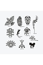 Ai̇rbrush Tattoo Tulum Ci̇ty Pack Geçi̇ci̇ Dövme Şablon Seti̇ 10 Desen Spreysi̇z Sadece Şablon