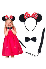 Go İthalat Mi̇nni̇e Mouse Kostüm Seti̇ Taç Kuyruk Papyon Gösteri̇ Seti̇ (4457)