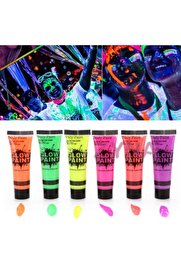 evimdeyokyok Neonlu Glow Parti Yüz Boyası 6 Renk 6 Adet