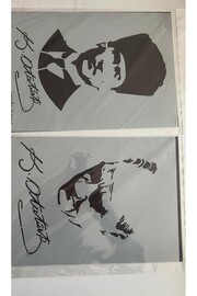 Ai̇rbrush Tattoo Büyük Boy Atatürk Stenci̇l Kalıp 2 Adet Bi̇rden