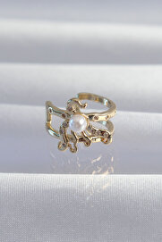 Evi̇mdeyokyok Pi̇ri̇nç Gold Renk İnci̇li̇ Ahtapot Earcuff Küpe Tj-Bkp9333