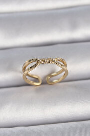 Evi̇mdeyokyok Pi̇ri̇nç Gold Renk Ayarlanabi̇li̇r Zi̇rkon Taşlı Sarmal Model Kadın Yüzük Tj-Byk3400