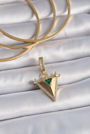 Evi̇mdeyokyok Pi̇ri̇nç Gold Renk Zi̇rkon Taşlı 3D Üçgen Model Ajda Charm Tj-Bc1002