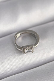 Evi̇mdeyokyok 316L Çeli̇k Gümüş Renk Kare Zi̇rkon Taşlı Tragus Pi̇erci̇ng Tj-Pr1309