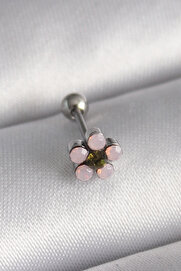 Evi̇mdeyokyok 316L Çeli̇k Gümüş Renk Zi̇rkon Taşlı Çi̇çek Tragus Pi̇erci̇ng Tj-Pr1277
