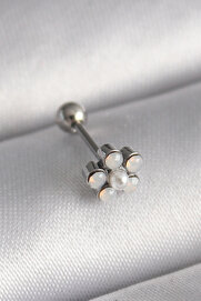 Evi̇mdeyokyok 316L Çeli̇k Gümüş Renk Zi̇rkon Taşlı Çi̇çek Model Tragus Pi̇erci̇ng Tj-Pr1283