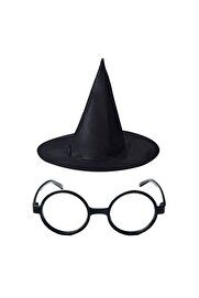 evimdeyokyok Harry Potter Büyücü Şapkası Ve Harry Potter Büyücü Gözlüğü Siyah Renk Tdrtr