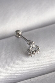 Evi̇mdeyokyok 316L Çeli̇k Gümüş Renk Üçgen Zi̇rkon Taşlı Tragus Pi̇erci̇ng Tj-Pr1239
