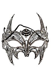 evimdeyokyok Siyah Renk Lazer Kesim Üzeri Kristal Taşlı Metal Lüks Maske Balo Parti Tdrtr