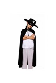 evimdeyokyok Çocuk Boy Zorro Pelerin + Şapka + Maske Kostüm Seti