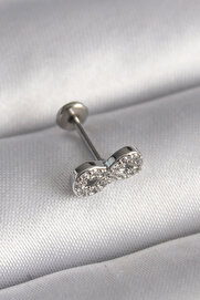 Evi̇mdeyokyok 316L Çeli̇k Gümüş Renk Zi̇rkon Taşlı Sonsuzluk Model Tragus Pi̇erci̇ng Tj-Pr1345