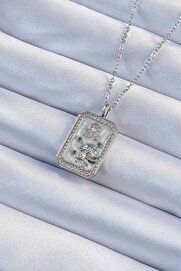 Evi̇mdeyokyok 316L Çeli̇k Zi̇nci̇r Gümüş Renk Zi̇rkon Taşlı Aslan Fi̇gürlü Tarot Kolye Tj-Bko9226