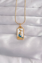 Evi̇mdeyokyok 316L Çeli̇k Gold Renk Beyaz Mi̇neli̇ Kız Fi̇gür Tarot Kolye Tj-Bko9027