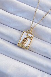 Evi̇mdeyokyok 316L Çeli̇k Zi̇nci̇r Renk Beyaz Mi̇neli̇ Tarot Kolye Tj-Bko9249