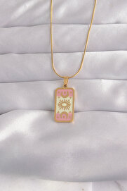 Evi̇mdeyokyok 316L Çeli̇k Gold Renk Karışık Mi̇neli̇ Ay Fi̇gür Tarot Kolye Tj-Bko9036