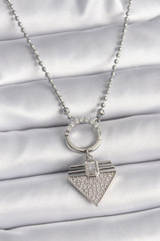 Evi̇mdeyokyok 316L Çeli̇k Gümüş Renk Topçuk Zi̇nci̇r Zi̇rkon Taşlı Üçgen Model Kadın Kolye Tj-Bko9574