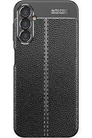 STOREMAX Samsung Galaxy S24 FE Uyumlu Kamera Korumalı Deri Görünümlü Silikon Kılıf (Siyah, Samsung Ga