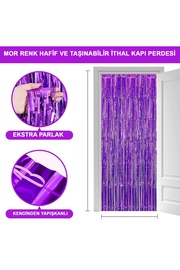 Go İthalat Mor Renk Ekstra Metali̇ze Parlak Saçaklı Arka Fon Perde İthal A Kali̇te 1X2 Metre (4597)