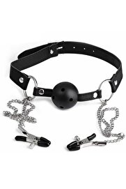 Erox Fantasy Gag Ball Breast Clamps Set