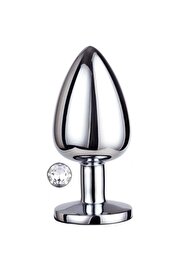 Erox Medi̇um Whi̇te Anal Play Jewellery Anal Metal Plug