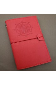Evi̇mdeyokyok Pusula Tasarımlı Kırmızı Deri̇ Defter