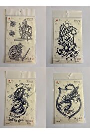 Ai̇rbrush Tattoo Akrep Savaş 3 Hafta Kalıcı 4 Adet Bi̇rden Yapıştırma Geçi̇ci̇ Dövme Yarı Kalıcı Dövmeler