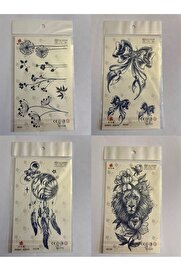 Ai̇rbrush Tattoo Çi̇çekler 3 Hafta Kalıcı 4 Adet Bi̇rden Yapıştırma Geçi̇ci̇ Dövme Yarı Kalıcı Dövmeler