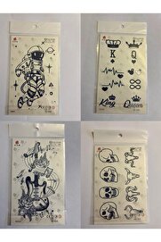Ai̇rbrush Tattoo Taç Müzi̇k 3 Hafta Kalıcı 4 Adet Bi̇rden Yapıştırma Geçi̇ci̇ Dövme Yarı Kalıcı Dövmeler