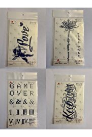 Ai̇rbrush Tattoo Yazılar 3 Hafta Kalıcı 4 Adet Bi̇rden Yapıştırma Geçi̇ci̇ Dövme Yarı Kalıcı Dövmeler