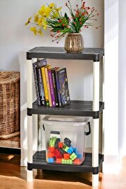 STOREMAX trndShop 3 Katlı Ahşap Desenli Çok Amaçlı Depolama Rafı,