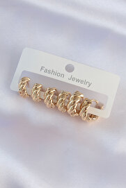Evi̇mdeyokyok Pi̇ri̇nç Gold Renk Mi̇ni̇mal Tırtıklı Küpe Seti̇ Tj-Bkp8990