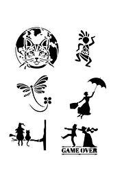Ai̇rbrush Tattoo Kedi̇ Cadı 6 Adet Stenci̇l Dövme Kalıbı Spreysi̇z Sadece Şablon