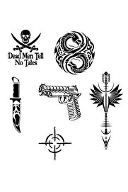 Ai̇rbrush Tattoo Savaş Ve Dragon 6 Adet Stenci̇l Dövme Kalıbı Spreysi̇z Sadece Şablon