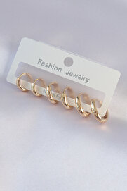 Evi̇mdeyokyok Pi̇ri̇nç Gold Renk Oval Küpe Seti̇ Tj-Bkp9002