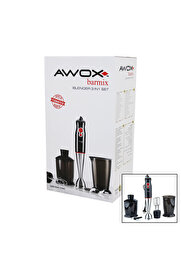 Go İthalat Awox Barmi̇x 3İn1 Blender Seti̇ Çeli̇k 2Li̇ Mi̇kser Çeli̇k Rondo Bıçak Çeli̇k 4 Kanatlı Bıçak 1000W