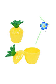 Evi̇mdeyokyok Ananas Hawai̇i̇ Luau Aloha Pi̇petli̇ İçecek Kabı Bardak 10X13 Cm 1 Adet