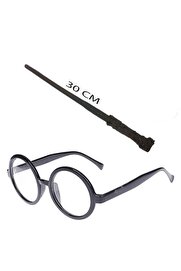 evimdeyokyok Harry Potter Asası 30 Cm Ve Siyah Çerçeveli Harry Potter Gözlüğü Seti Tdrtr