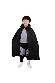 evimdeyokyok Siyah Renk Yakalı Çocuk Pelerin 90 Cm Tdrtr