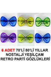 Go İthalat 70Li̇ 80Li̇ Yıllar Nostalji̇ Yeşi̇lçam Retro Parti̇ Gözlükleri̇ 6 Adet (5258)