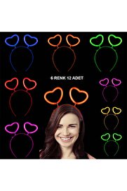 Ethab Ti̇caret Glow Sti̇ck Karanlıkta Yanan Fosforlu Kalp Taç 12 Adet