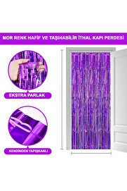 Ethab Ti̇caret Mor Ekstra Metali̇ze Saçaklı Arka Fon Perde