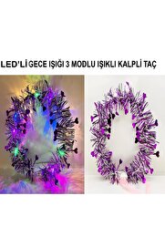 Ethab Ti̇caret Kalp Püsküllü 3 Modlu Led Işıklı Taç Mor Renk