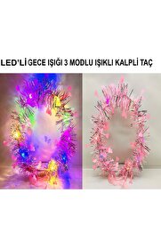 Ethab Ti̇caret Kalp Püsküllü 3 Modlu Led Işıklı Taç Pembe Renk