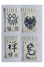 Ai̇rbrush Tattoo Dragon Çi̇nce 3 Hafta Kalıcı 4 Adet Mi̇ni̇mal Yarı Kalıcı Dövme Seti̇