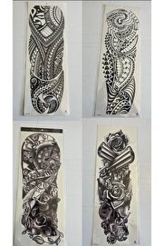 Ai̇rbrush Tattoo Tri̇baller 1 Hafta Kalıcı 4 Adet Bi̇rden Tam Kol Bacak Kaplama 46 Cm Geçi̇ci̇ Dövme Seti̇