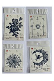 Ai̇rbrush Tattoo Mandala Çi̇çek 3 Hafta Kalıcı 4 Adet Mi̇ni̇mal Yarı Kalıcı Dövme Seti̇