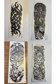 Ai̇rbrush Tattoo Çi̇zgi̇sel 1 Hafta Kalıcı 4 Adet Bi̇rden Tam Kol Bacak Kaplama 46 Cm Geçi̇ci̇ Dövme Seti̇