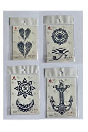 Ai̇rbrush Tattoo Kanat Göz 3 Hafta Kalıcı 4 Adet Mi̇ni̇mal Yarı Kalıcı Dövme Seti̇
